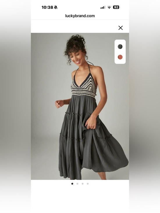 Lucky Brand Dresses & Skirts - Lucky Brand Charcoal Gray Crochet Halter Midi Dress